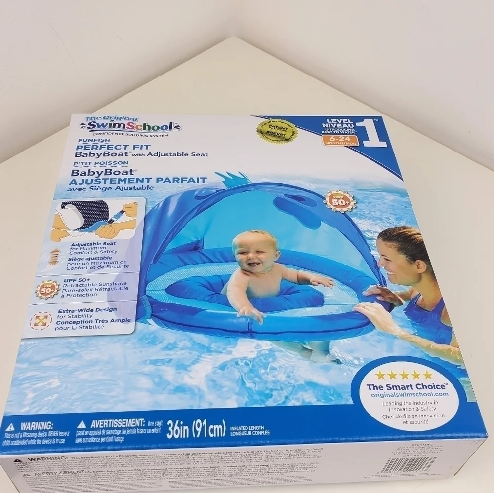 Kids SwimSchool Fun Fish BabyBoat in Blue by Aqua Leisure 6-24 months New - Picture 8 of 12